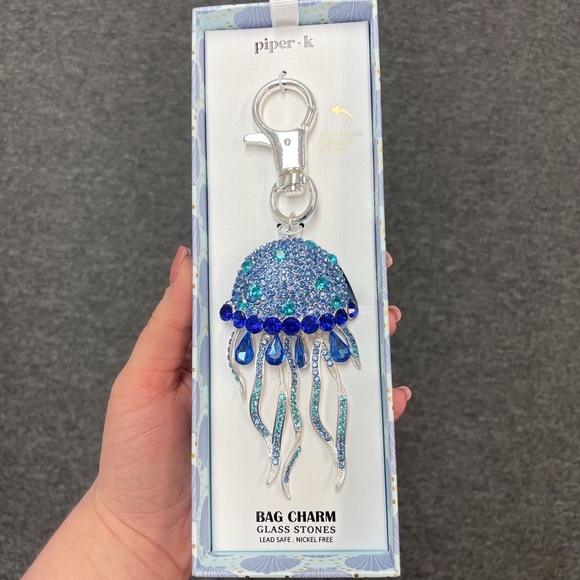 Blue and Silver Jellyfish Bag Charm- TikTok Viral - Picture 1 of 3